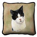 Black And White Short Hair Cat Pillow Cover